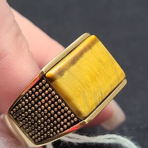 Tiger's Eye Men's Ring # 1 in ION Plated YG Stainless Steel